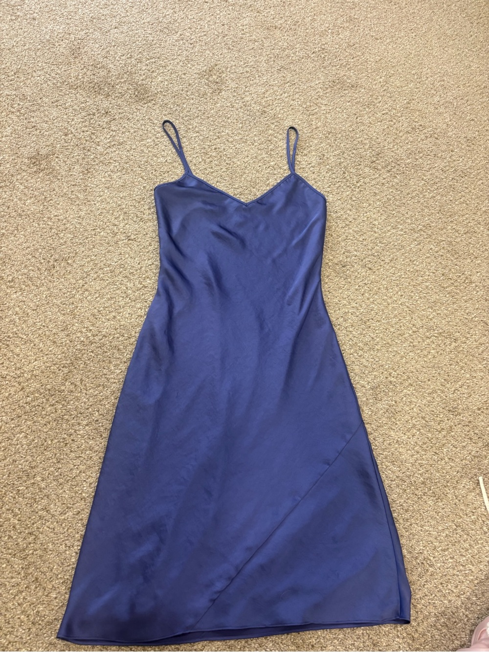 Aritzia Satin Slip Midi Dress in Navy Blue